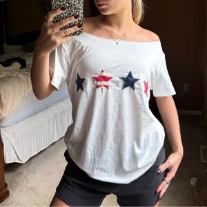 SHEIN White Off-Shoulder Star Tee